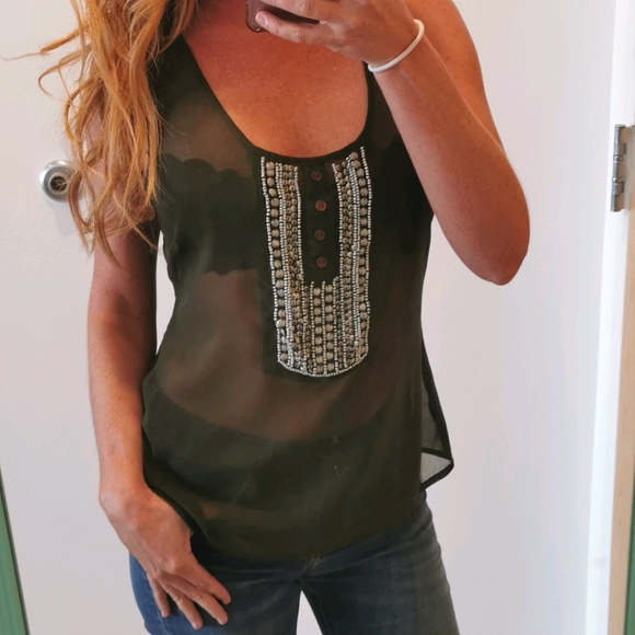 Ecote Tops - Sheer embellished top